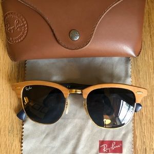 Ray Ban Wood Framed Clubmaster Sunglass
